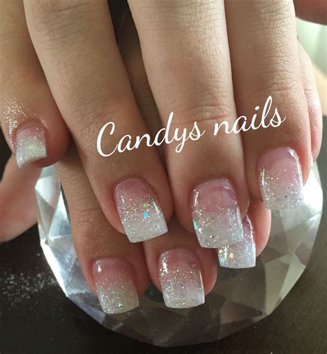 white tip long nails|white tip nails with glitter.